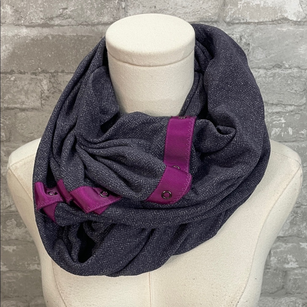 Lululemon Vinyasa Scarf Rulu Heathered Herringbone Black Grape Nightfall